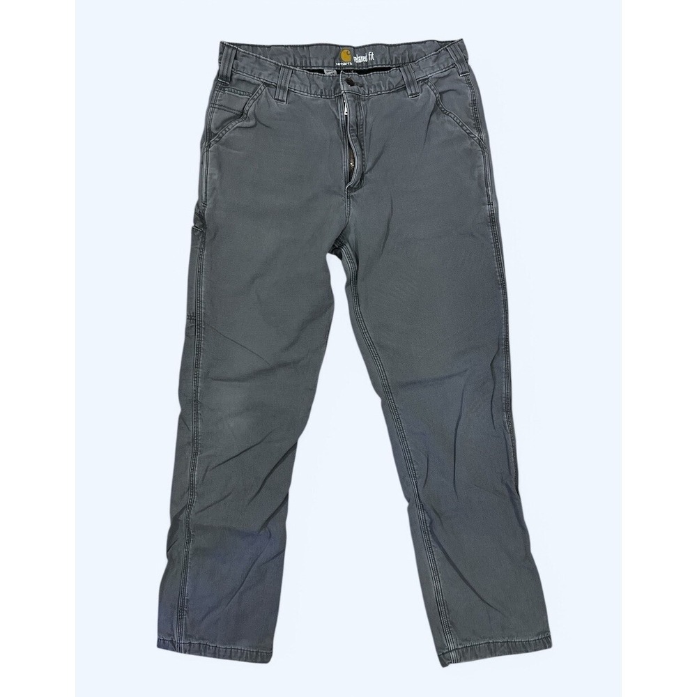 Carhartt 34x32.5 Grey Pants Insulated Relaxed Fit Lined Rugged